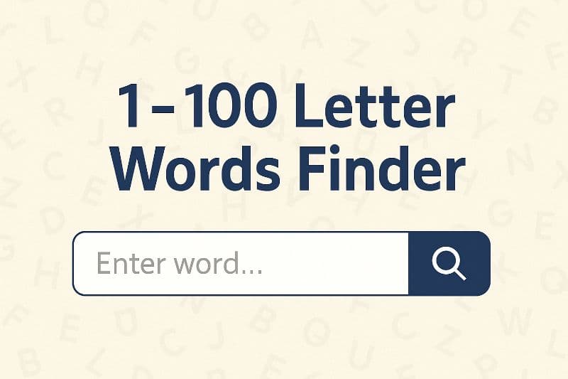 1 to 100 Letter Words Finder, Solver  
