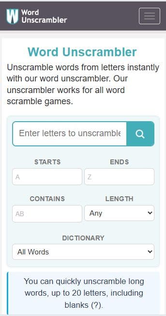 WordUnscrambler – Free Word Game Solver