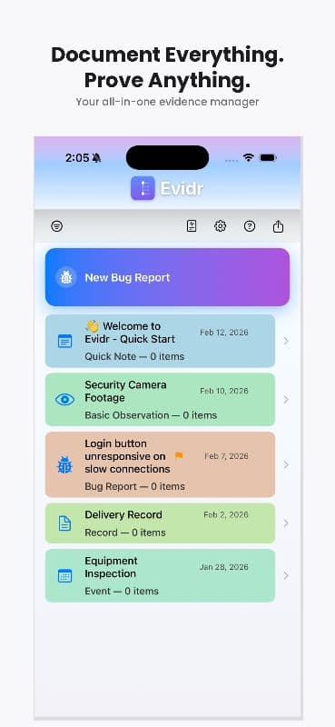 Evidence and tracking system Evidr