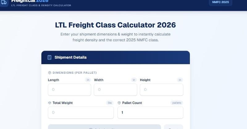 Calculate LTL Freight Class & Density