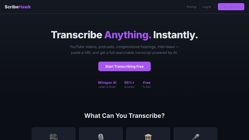 ScribeHawk — Transcribe Anything.