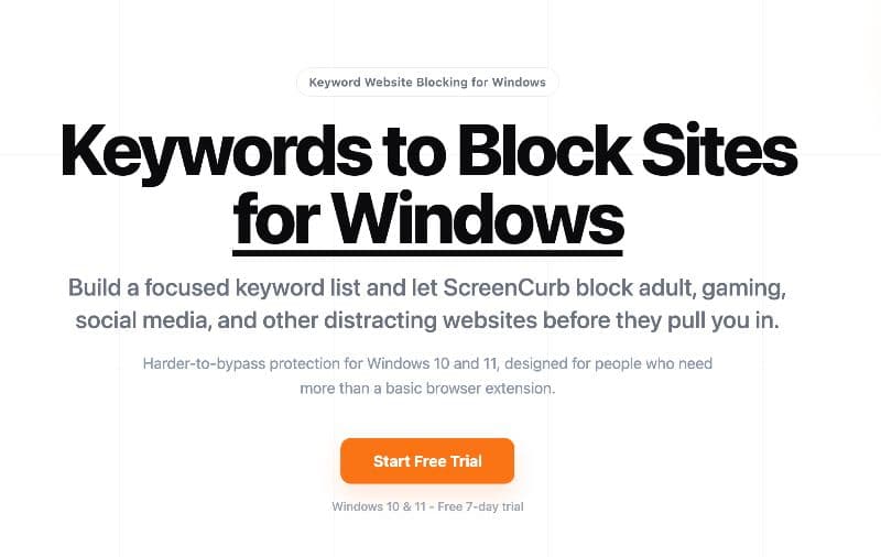 ScreenCurb:Keywords to Block Sites