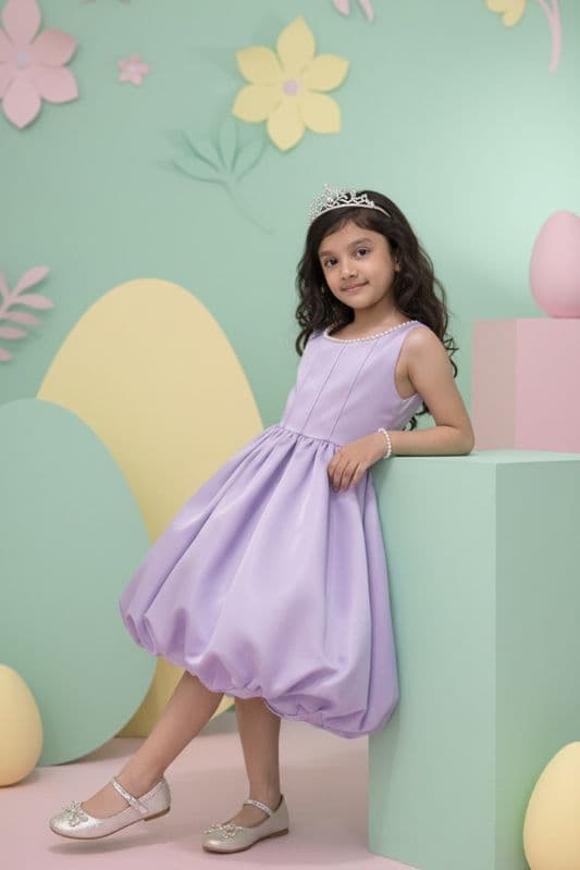 Lavender partywear frock for girls